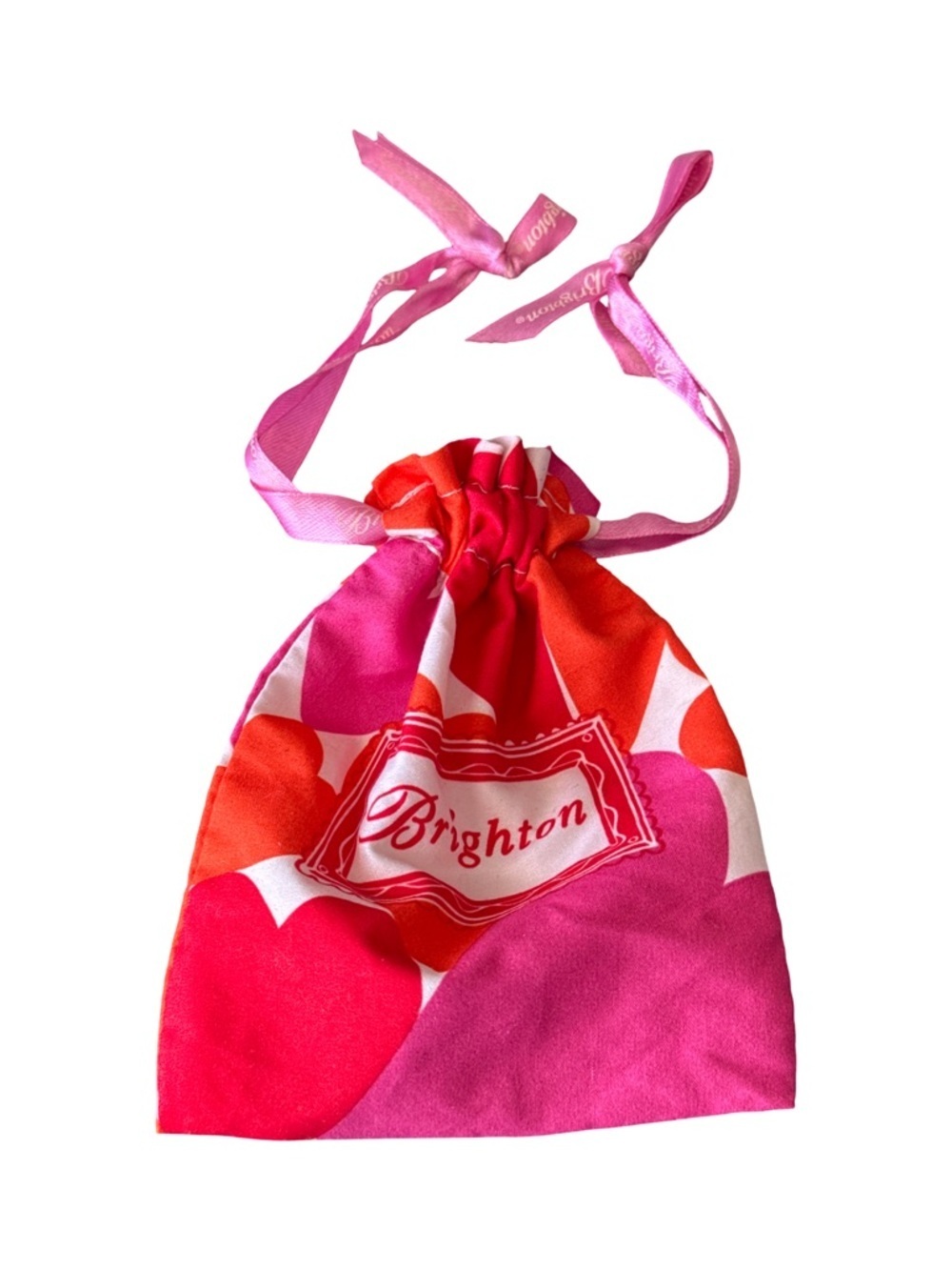 Brighton Pink and Red Heart Drawstring Pouch